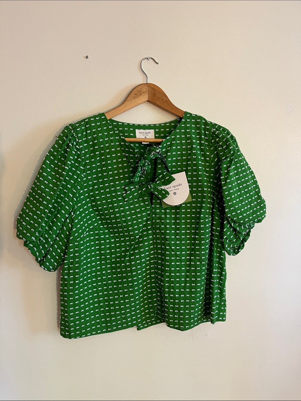 NWT Kate Spade New York x Target Textured Polka Dot Puff Short Sleeve Blouse